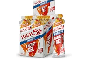 HIGH5 Energy Gels with Electrolytes - Quick Release Sports Gels for Peak Performance - Natural Fruit Juice & Caffeine-Free - Energy Boost for Running, Cycling, Endurance (Tropical, 20 x 60g)