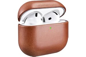 Läderfodral för AirPods 4 2024, ICARER Premium äkta läder Stötskyddande Fodraltäckning för Apple AirPods 4 Hörlursladdningsfo
