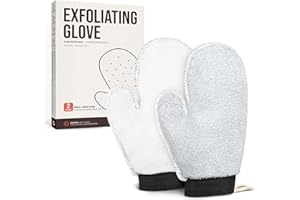 ZOMCHI 2 Pack Deep Exfoliating Glove with Dual Texture, Massage Body Scrub Gloves for Home Spa, Exfoliating Mitt for Dead Skin Removal (Gentle + Soft)