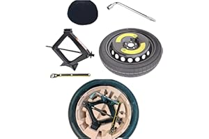 D'ANGELO 1988 Roue de secours galette 17" compatible avec VW GOLF 5, 6, 7, compatible avec PASSAT, compatible avec @ U D I A3, compatible avec SEAT LEON, ATECA avec cric, clè, sac organizer