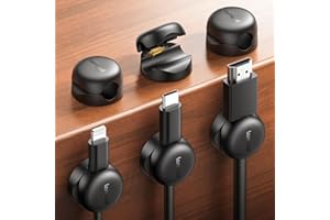 Lamicall [6 Pezzi] Clip per Cavo a Molla - [Super Mini & Salvaspazio] Fermacavo Autoadesivo Senza Residui, Gestione Cavo per TV, PC, USB, HDMI, Ethernet, Scrivania, Casa, Ufficio (8mm) - Nero