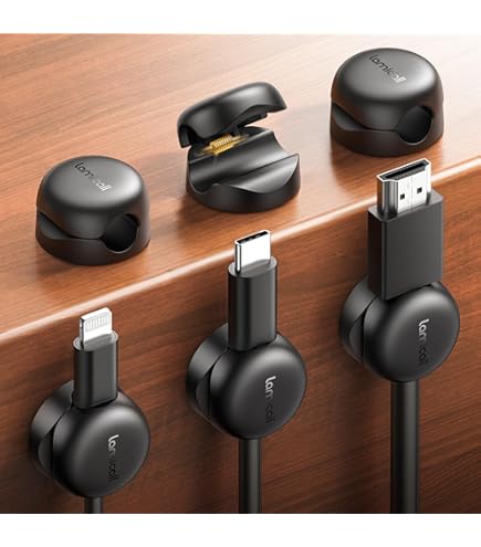 Organizzatore Magnetico Per Cavi Con 6 Clip - Supporto Da Scrivania Per Pulizia Cavi Lightning, USB-C E Micro USB - 3