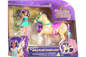 Unicorn Academy, Ava & Plant Magic Leaf with Light-up Effect, 2 Riding Accessories, Dolls and Unicorn Toys for Girls Aged 4 and up