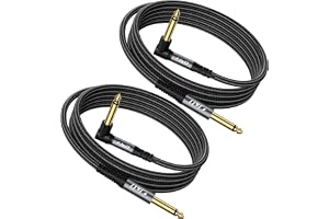 J&D Gitarrkabel 2-pack, 1/4 Tums TS Instrumentkabel, 6,35 mm Sladd för Elgitarr, Bas, Keyboard, Förstärkare, Högtalare, Vinkl