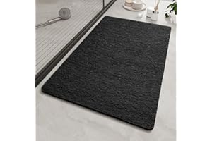 SIXHOME 40 * 60cm Black Loofah Shower Mats for Inside Shower Non Slip Soft Textured Anti Mould PVC Bath Mat for Bathroom Wet Shower Areas
