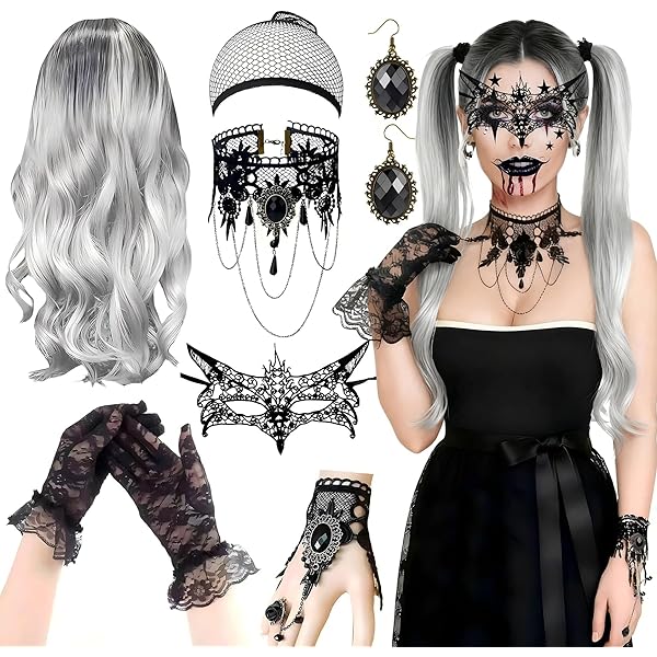 Men's Classic Parrucca Vampiro Halloween In Nero E Bianco - Foto 2