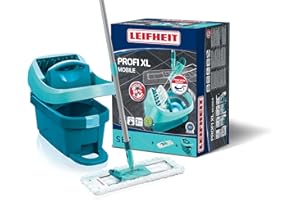 ‎LEIFHEIT Leifheit Set Wischtuchpresse Profi XL mit Bodenwischer und Rollen, Putzen mit sauberen Händen & ohne Bücken, Ergebnisse wie handgewrungen, mit Mikrofaser Wischbezug für Fliesen & Laminat, Click-System