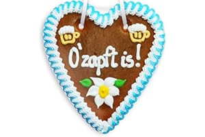 ‎LEBKUCHENWELT Gingerbread Heart - 18 cm - Ozapft is