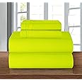 Queen, Lime : Elegance Linen ® 1500 Thread Count Wrinkle Resistant Ultra Soft Luxury 4 pcs Bed Sheet Set, Deep Pocket Up to 16" - Many Size and Colors, Queen, Lime
