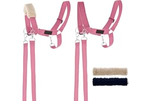 SKIPPI Halfter für Hobby Horse - Rosa, Hobby Horse Zubehör, Zügeln und 2 Polster im Set, Universalgröße Halfterset