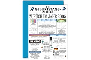 Stuff4 20. Geburtstagskarten für Männer Frauen - Zurück im Jahr 2005 Zeitung - 20 Alles Gute zum Geburtstag Jahrestag Hochzeitstag Karte Vintage Jahrgang Geboren 2005 A5 Glückwunschkarten
