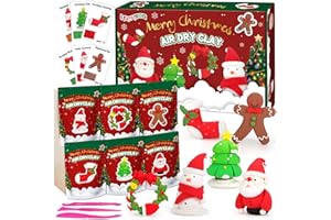 iFergoo Air Dry Clay Kit - Christmas Magic Dough Craft Set with 6 Fun Designs, DIY Modeling Clay Art Supplies, Stocking Stuffer for Boys & Girls for Kids Ages 3-12