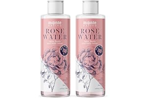 MONTE NATIVO 100% Pure Rose Water MonteNativo 2 * 200ml - 100% Natural and Pure, Facial Skin Toner, Natural Rose Hydrolat, Tripple Purified, Floral Rose Water