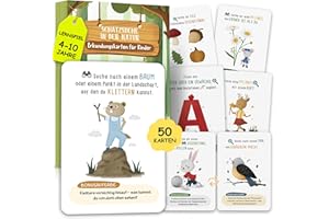 HYGGARTN Outdoor Spiele für Kinder, 50 Entdeckerkarten für Schatzsuche und Natur Entdecken - Suchspiel, Reisespiele, Lernspiel, Spielzeug & Geschenk für Mädchen und Junge - Spiele ab 4, 5, 6, 7, 8 Jahre