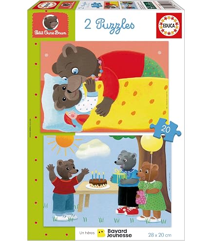 Educa – Apprendre à Ordonner Des Suites Logiques – Petit Ours Brun – 6 Puzzles De 3 Pièces – Dès 2 Ans
