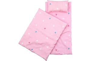 THE MAGIC TOY SHOP BiBi Doll Baby Doll Bedding Set for up to 20" Dolls - Includes Pink Quilt, Pillow & Mattress - Soft Fabric, Promotes Nurturing Play, Fits Most Cots & Cradles, Toy for Girls & Boys Aged 18 Months+
