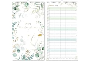 COLORAGE Familienplaner 2024 - Familienplaner 2024 5 Spalten, Kalender 2024 Wandkalender von Januar 2024 bis Dezember 2024, 43.4 x 23.5 cm, Blätter