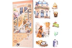 BRTNUP Juego de pegatinas de diario, 20 hojas de pegatinas de diario para scrapbooking, pegatinas vintage para scrapbook Journal Supplies (marrón)