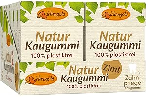 ‎BIRKENGOLD Birkengold Natur Kaugummi Zimt | plastikfrei | 12 Stk. | Natürliche Kaumasse (Chicle) | Ohne Erdöl | Zahnpflegend | Zuckerfrei | Umweltfreundlich