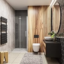 Porta Doccia Per Nicchia 76x190cm - Vetro Temperato 5mm - Anticalcare - Telaio Nero