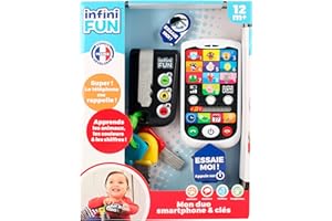 Infini Fun - Mon Duo High-Tech téléphone + clés - Un téléphone et des clés Ultra réalistes ! - Jouets d'imitation Multi-apprentissages dès 12 Mois