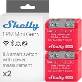 Shelly 1PM Mini Gen4 Wireless Switch Module Matter, Zigbee and Wi-Fi, 1 Channel 8A, Energy Consumption, Light Relay, App and