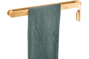 eluno stor handdukshållare av bambu i naturlig design, handduksstång idealisk för kök och badrum, lämplig för badhanddukar oc