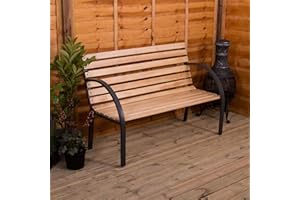 Garden Vida Banc de Jardin à Lattes en Bois avec Pieds en Acier, Marron