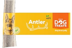 NATURAL DOG TREATS 100% Naturalne Poroże Jelenia dla Psów Długotrwała Zabawka do Gryzienia dla Psa, Rozmiar Duży