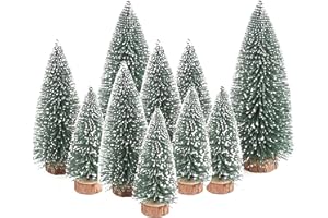 Goldyida 10 sztuk mini choinek, mini choinka, sztuczne drzewko sosnowe z drewnianym cokołem, 10/15/20 cm