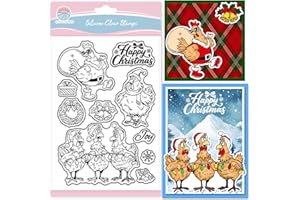 GLOBLELAND Tampons Transparents de Noël Poules Cartoon pour Création de Cartes Tampon Silicone Animaux Décor Album Photo DIY