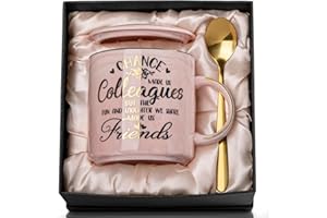 ALBISS Leaving Gifts for Colleagues Women, Chance Made Us Colleagues - Work Colleague Coworker Gift for Christmas Going Away Farewell Retirement Thank You Bestie Friend, 14oz Pink Marble Cup with Gold, Boxed