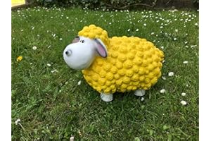 DEKO SHOP COLOGNE Lustiges Deko Schaf bunt Lamm Gelb Tierfigur Gartenfigur Tier