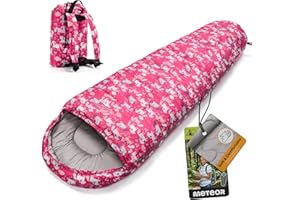 meteor Sac de couchage pour enfant de qualité supérieure - Avec sac à dos - Pour l'été - Ultra léger - Confortable - Pour le camping - Pour l'extérieur et l'automne
