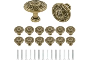 MIYUANGKJ Antyczne brązowe gałki do szafek, vintage, gałki do szuflad, wzór kwiatowy, uchwyt do szafki, retro, brąz, uchwyt do szuflady, do komody, mebli, szafy, drzwi, 14 szt