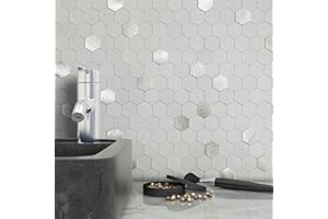 BeNice Płytki samoprzylepne, do kuchni, ścienne, do łazienki, nad zlew, sześciokątne, wodoodporne, 5 arkuszy, szare