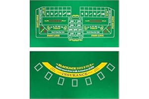 Brybelly Double-Sided Craps Table & Blackjack Casino Felt | Convenient, Space-Saving 36 x 18 Roll-up Casino Gambling Tabletop Mat | Smooth 2mm Mini-Felt for Coffee Table Craps & Blackjack