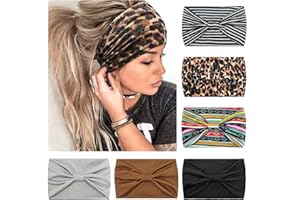 ‎KAVYA Kavya 6 Pcs Stirnband Damen Breite Elastische Weiche Boho Haarbänder Leopard Print Haarschmuck Yoga Sport Haarband Mehrfarbig Haarreifen Damen