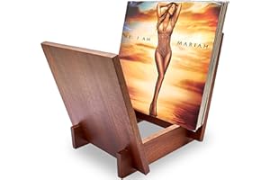 Honygebia Solid Wood Record Holder - Sapele Wooden Vinyl Record Stand, V-Shaped Album Rack for Display and Storage, Ideal for Storing Collection of 40 Premium LPs