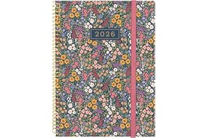 Finocam - Agenda Espiral 2026 Semana Vista Horizontal | Enero - Diciembre (12 meses) | Agenda Anual 2026 | Tapa de polipropileno Espiral Design Collection - Flora - Español