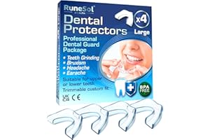 Runesol Mouth Guard for Grinding Teeth, 4 x Large, Gum Shield for Teeth Grinding, Bruxism Mouthguard, Night Tooth Guard for Adults, Stop Grinding Teeth Dental Protector,Class 1 Medical Device UKCA CE