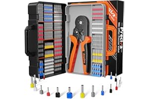 PRECIVA Set di Pinza Crimpatrice Professionali, 1230 PCS [0,25-6mm²] Puntalini con Cassetta, Pinza Capicorda, Puntalini Elettrici a Crimpare, Attrezzi Elettricista, Set di Capicorda Elettrici