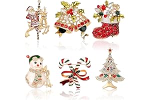 SEPGLITTER Weihnachten Brosche, 6 Stück Weihnachtsbrosche Kristalll Weihnachtsanstecker für Weihnachtsschmuck Dekoration Geschenk