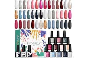 ‎PHOENIXY Phoenixy U V Nagellack Gel Set 21 Farben Gel Nagellack Set Shellack Set für Nagel Design Gel Farblack mit Unterlack, Überlack, Matte Überlack Geschenk Set