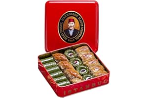 Hafiz Mustafa 1864 Istanbul Baklava Pastry Box - Baked Baklava Dessert Snacks Made from Fresh Phyllo Dough Sheets, Pistachio, Hazelnut, Walnut - Turkish Sweets Tray Gift Ideas for Birthday, Christmas