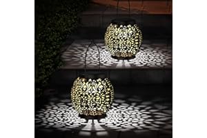 SKERITO 2 Pack Solar Lanterns for Garden - Outdoor Hanging Garden Solar Lights, IP54 Waterproof, Long Working Time, Vintage(White)