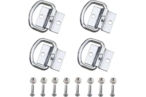 WEQEYENT 4 Pezzi Anelli di Ancoraggio, D Anello Cinghie di Fissaggio, Cargo Trailer Ancore Punti Ganci, Ferro Zincato D Anello di Ancoraggio per Rimorchi Furgoni Barca Fuori Strada Camion Corde