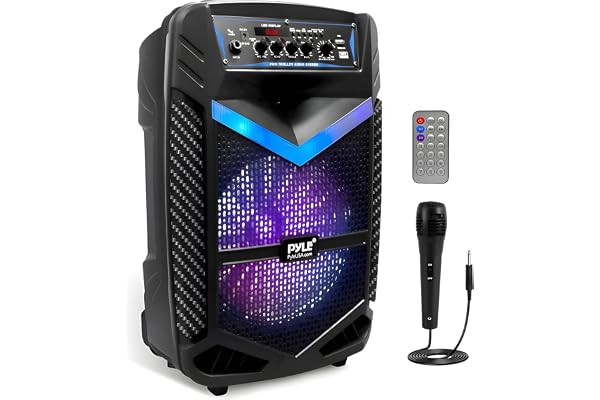 Pyle Enceinte Bluetooth, 600 W, Haut-Parleur Bluetooth Portable, Enceinte avec Roues, Batterie Rechargeable avec Subwoofer et Tweeter, Fonction d'Enregistrement, Micro Filaire SD/USB/AUX Radio