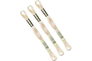 DMC - Pack de 3 madejas Mouliné Spécial 117MC ECRU - Hilo de bordar 100% algodón - Se adapta a todas las técnicas y soportes de bordado, ideal para el punto de cruz