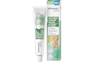 tetesept Baby Bäuchlein Baume de massage 30 ml – À l'huile de fenouil, de cumin et de lavande – Soin aromatique à partir de 1 mois soutient l'effet relaxant des massages abdominaux